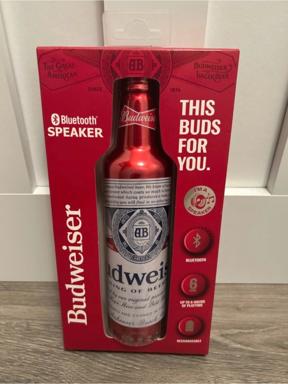 Budweiser Metallic Red Bluetooth Speaker Bottle